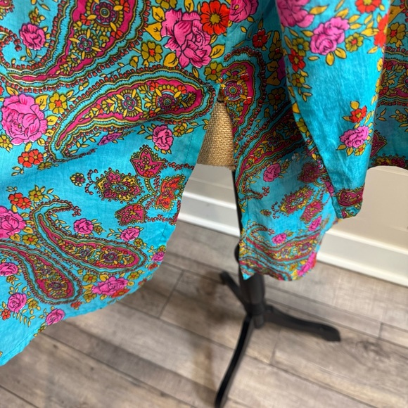 Vibrant Colorful Floral Paisley Tunic Top - Cover -up - Large - Picture 3 of 7